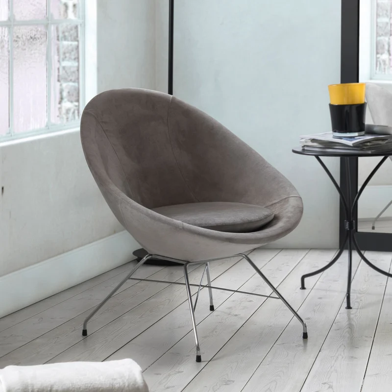 Lucy - Poltrona tonda design imbottita base in metallo cm 75x75x85h - vari colori