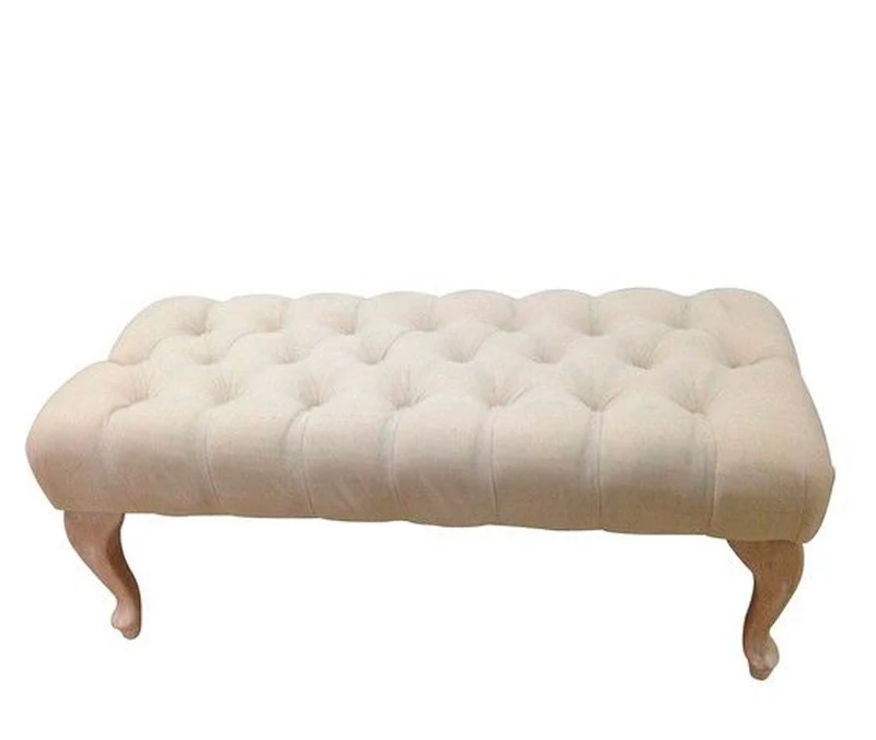 Panca da camera classica con seduta in tessuto colore beige cm 100x42x40h