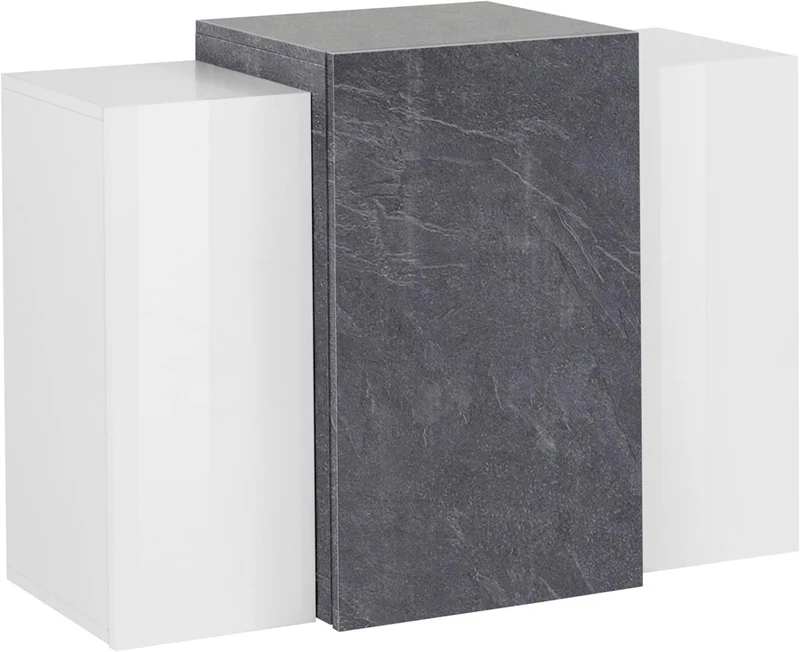Gaius - Pensile da muro sospeso in legno bianco lucido 3 ante cm 90x38x65h - vari colori