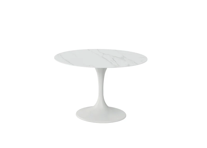Tavolo Fisso Side 120x120x76 cm Top in Ceramica Marmo Bianco