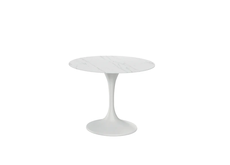 Tavolo Fisso Side 100x100x76 cm Top in Ceramica Marmo Bianco