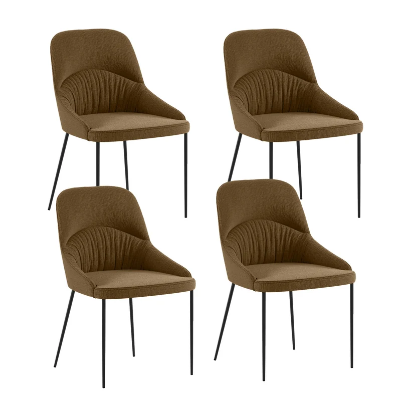Set 4 Sedie Ginevra 54x63x89 cm in Tessuto Easy-Clean Marrone