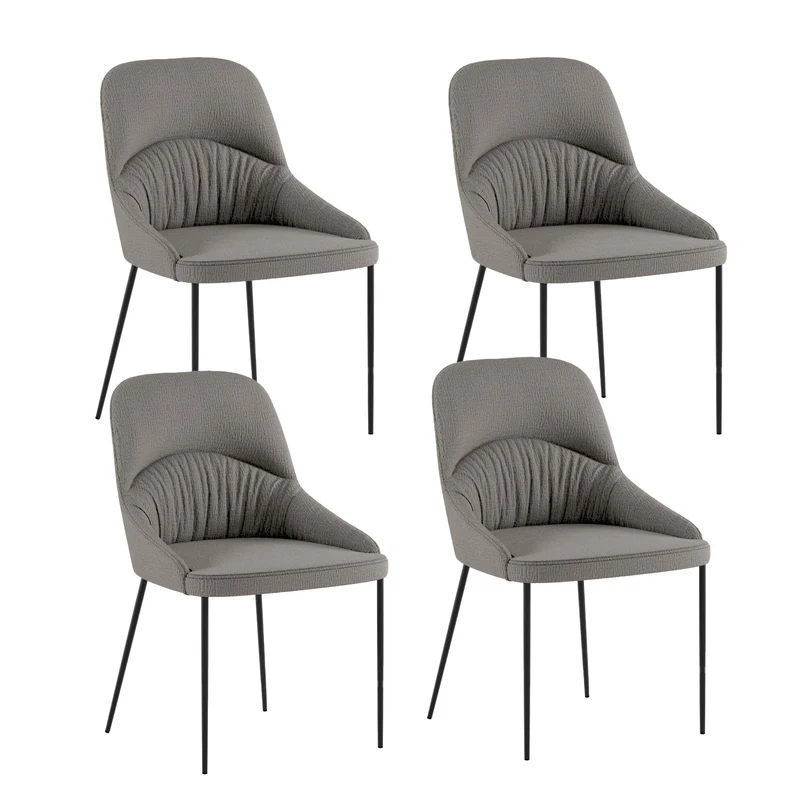 Set 4 Sedie Ginevra 54x63x89 cm in Tessuto Easy-Clean Grigio Chiaro