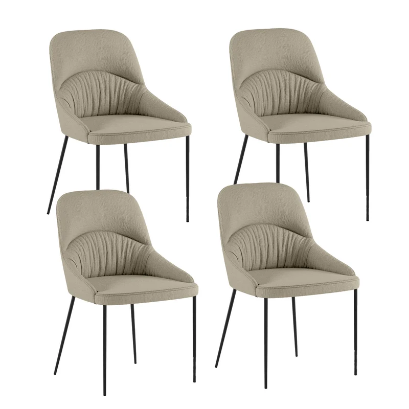 Set 4 Sedie Ginevra 54x63x89 cm in Tessuto Easy-Clean Beige