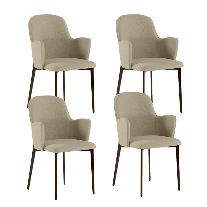 Set 4 Sedie Sophia 53,5x62,5x80 cm in Tessuto Easy-Clean Gambe in Metallo Bronzo Beige