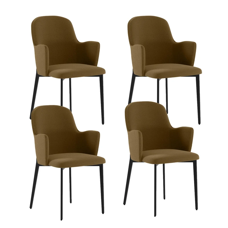 Set 4 Sedie Sophia 53,5x62,5x80 cm in Tessuto Easy-Clean Marrone