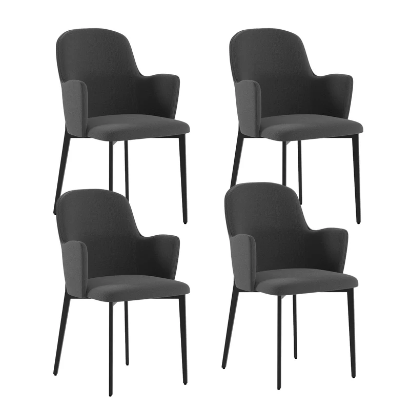 Set 4 Sedie Sophia 53,5x62,5x80 cm in Tessuto Easy-Clean Grigio Scuro