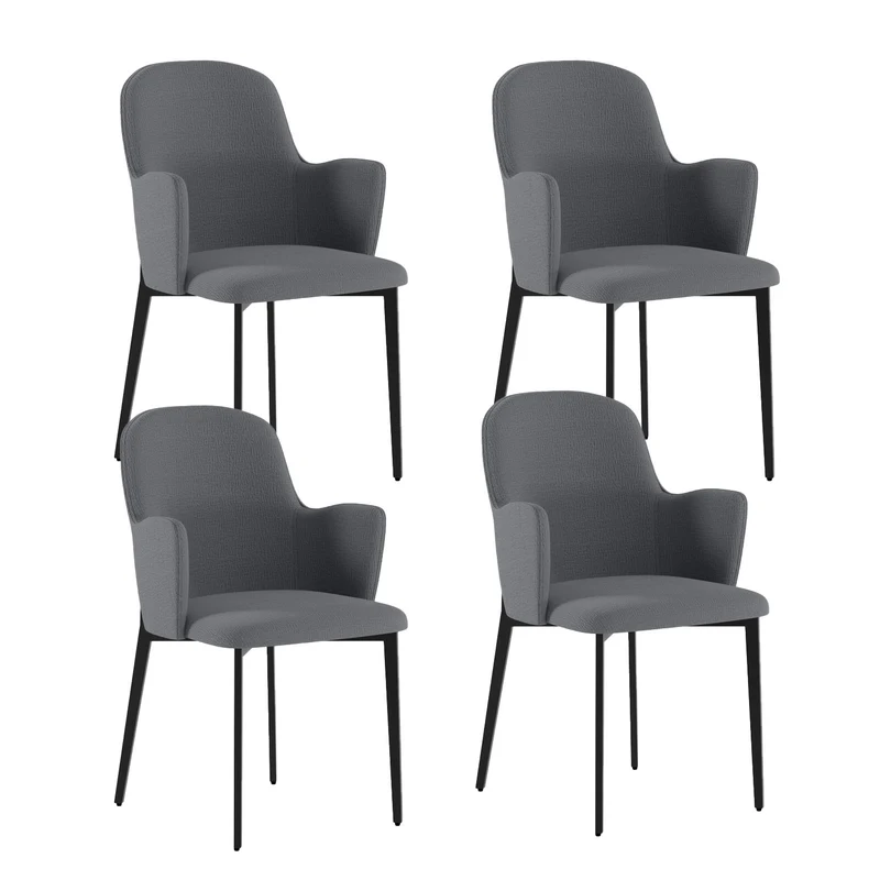 Set 4 Sedie Sophia 53,5x62,5x80 cm in Tessuto Easy-Clean Grigio Chiaro