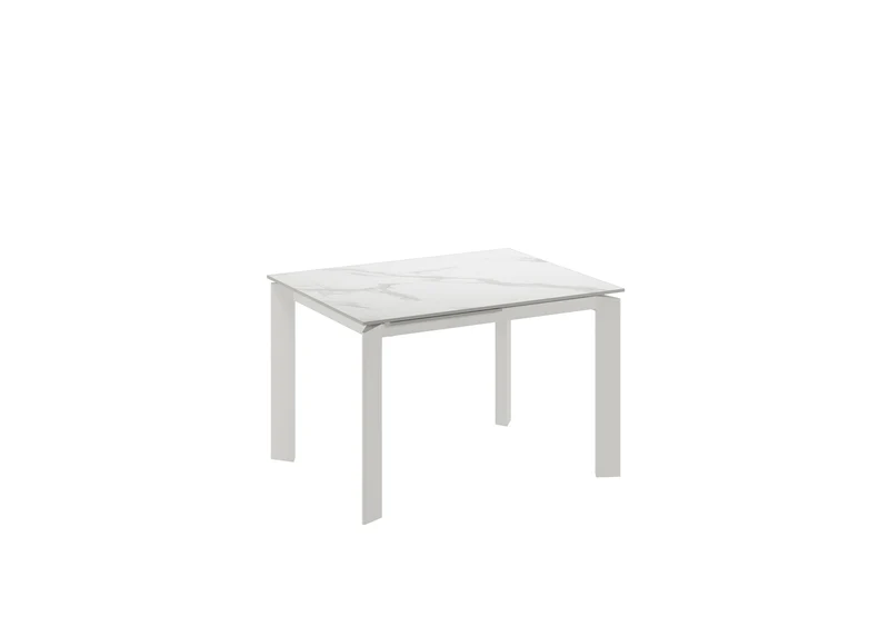 Tavolo Allungabile Frame 80x120-170x75 cm Top in Ceramica Marmo Bianco Opaco