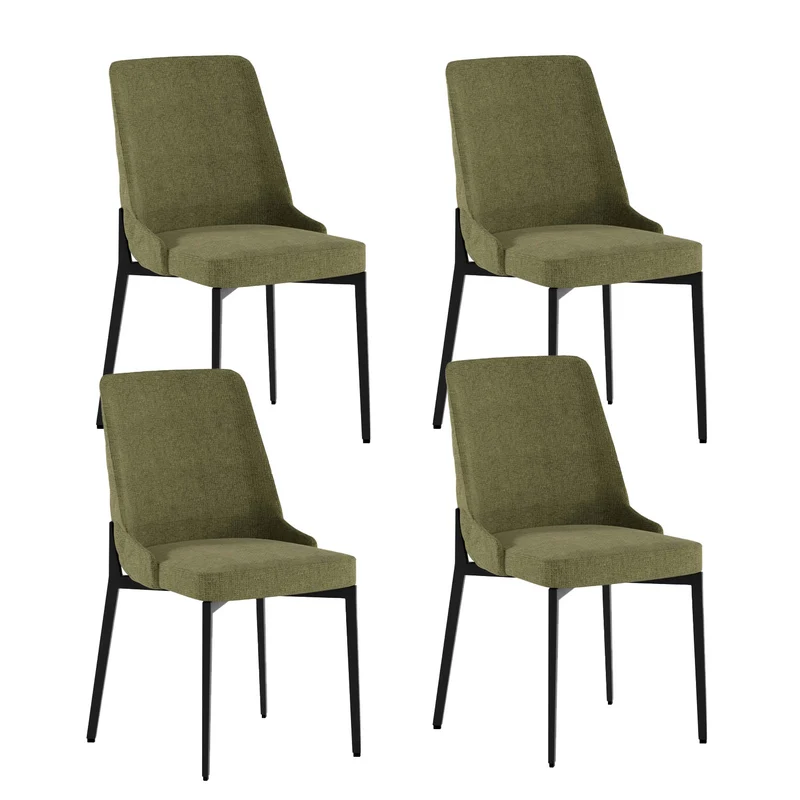 Set 4 Sedie Ambra 48x58,5x89 cm in Tessuto Easy-Clean Verde