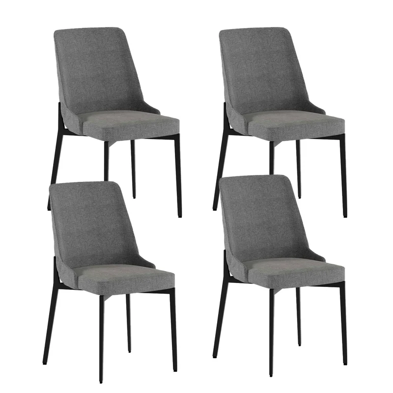 Set 4 Sedie Ambra 48x58,5x89 cm in Tessuto Easy-Clean Grigio Scuro