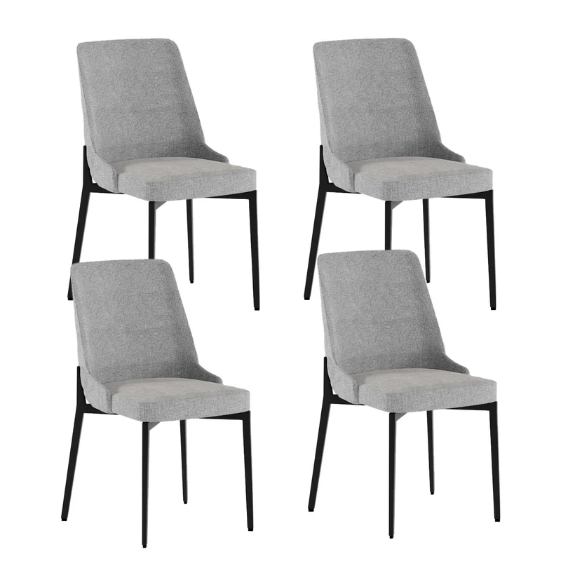 Set 4 Sedie Ambra 48x58,5x89 cm in Tessuto Easy-Clean Grigio Chiaro