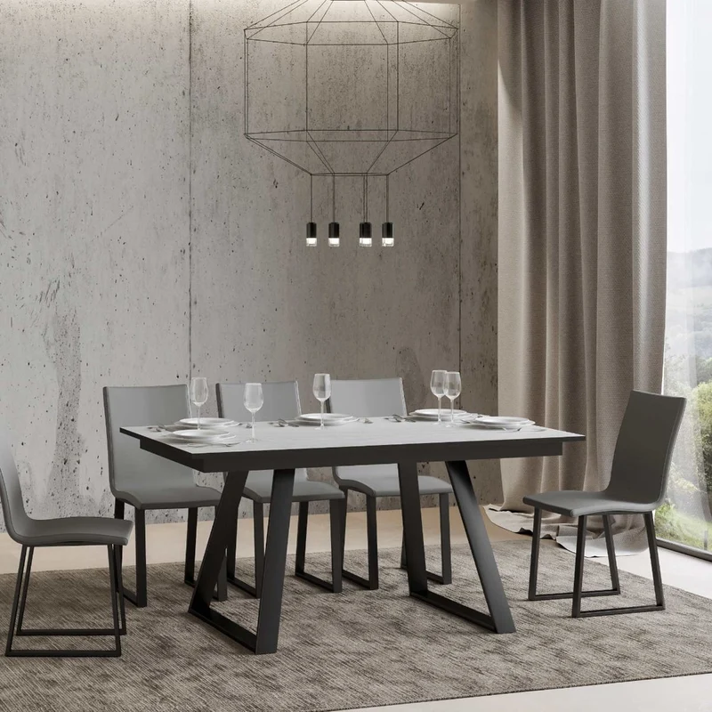 Faviano - Tavolo allungabile in legno e metallo stile industrial cm 160/220x90x74h - vari colori