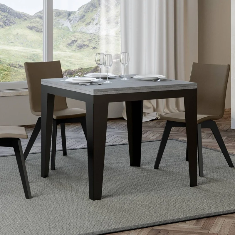 Candara Libra - Tavolo quadrato allungabile piano in legno apertura a libro cm 90/180x90x78h - vari colori