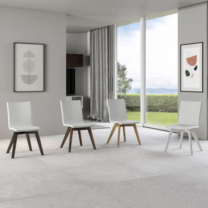 Clary - Set da 2 Sedia moderna gambe in legno seduta in ecopelle cm 44x40x84h - vari colori