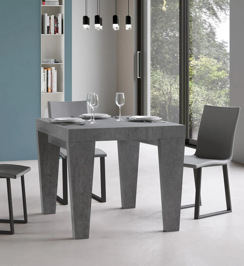 William - Tavolo moderno allungabile quadrato in legno cm 90/246x90x77h - vari colori