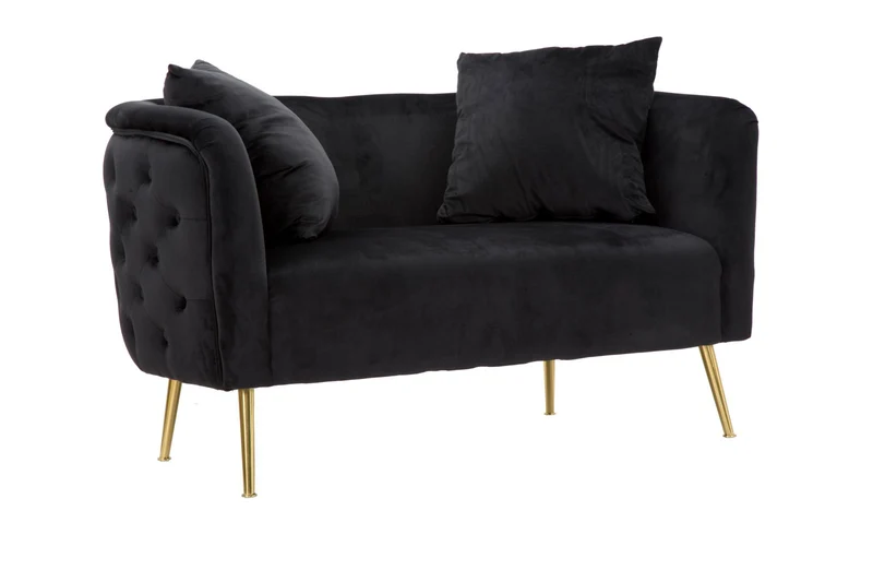 Divano moderno due posti in velluto gambe in metallo dorato cm 127x74x73h - vari colori