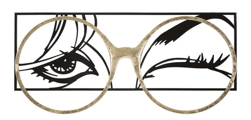 Pannello design da parete moderno con occhi oro e nero cm 89x3x41h