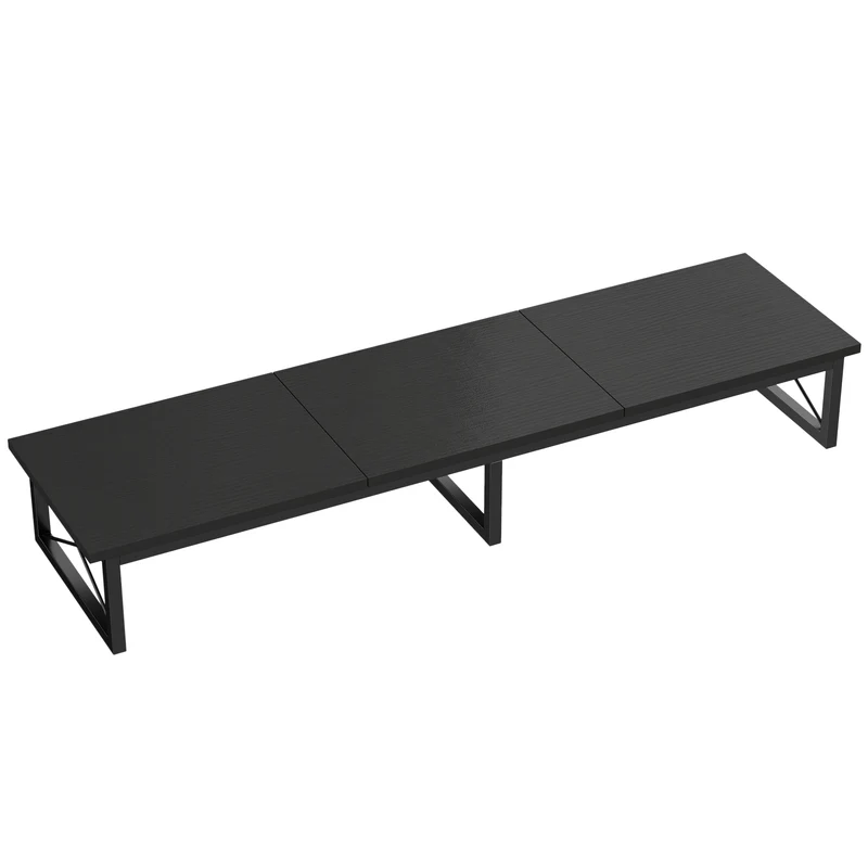 Supporto Monitor da Scrivania 114x30x16,5 cm Rialzo in Legno e Metallo Nero
