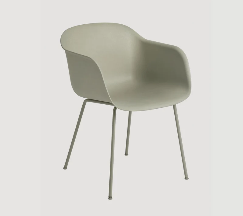 Fiber Armchair Tube Base dusty green