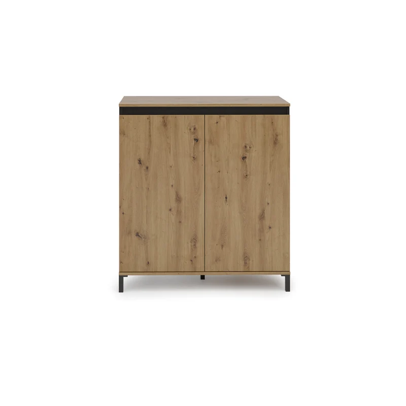 Mobile alto per soggiorno 2 ante in legno colore rovere inserto nero cm 100x40x110h
