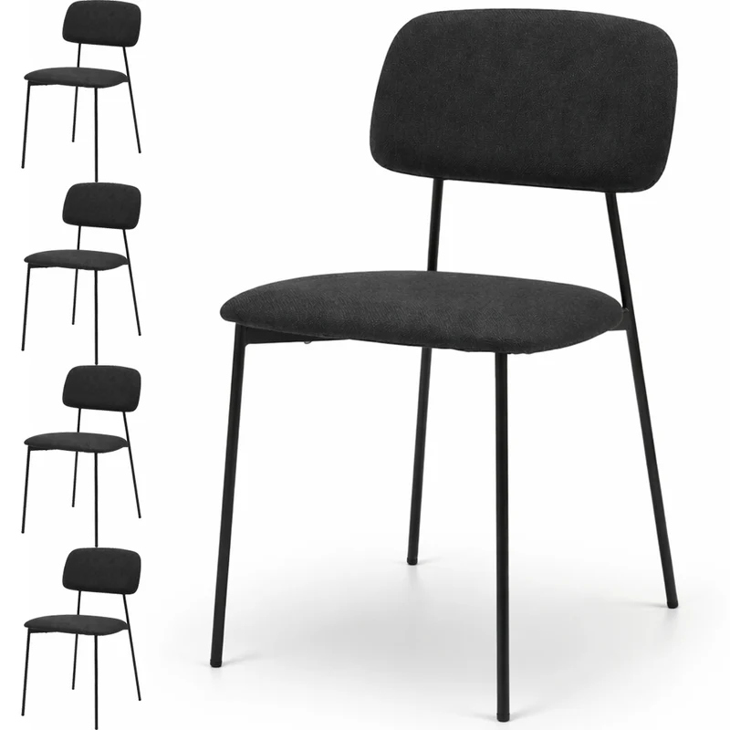 Set 4 Sedie Parigi con Struttura in Metallo e Seduta Ergonomica in Tessuto Nero