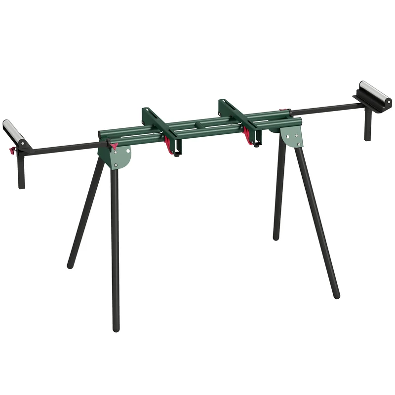 Supporto per Troncatrice Capacità 150 kg con Bracci Regolabili Gambe Pieghevoli Altezza Regolabile Verde