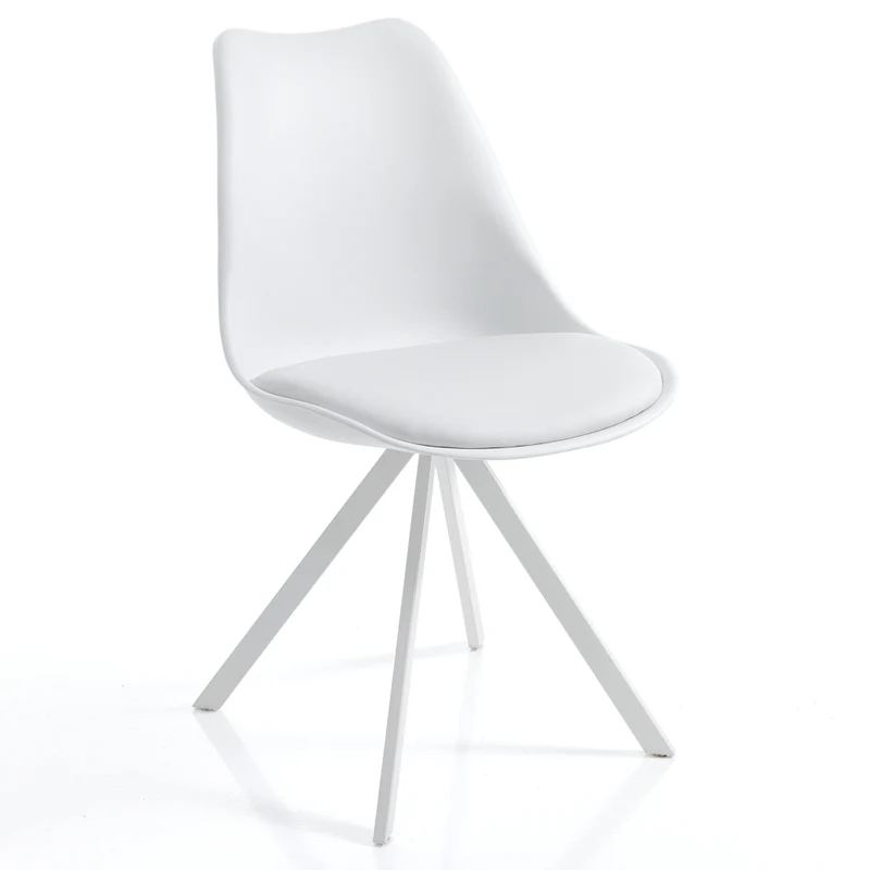 Set da 4 Sedia moderna in polipropilene con cuscino gambe acciaio cm 48x58x82h - vari colori