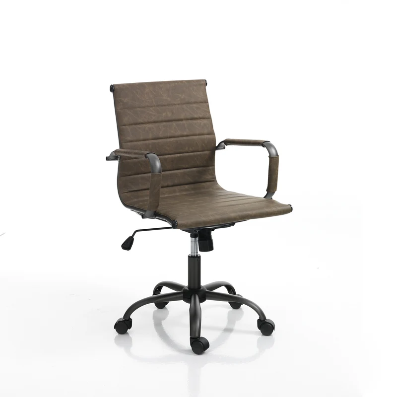 Sedia da ufficio con braccioli in similpelle effetto invecchiato cm 54x60x89/97h - vari colori