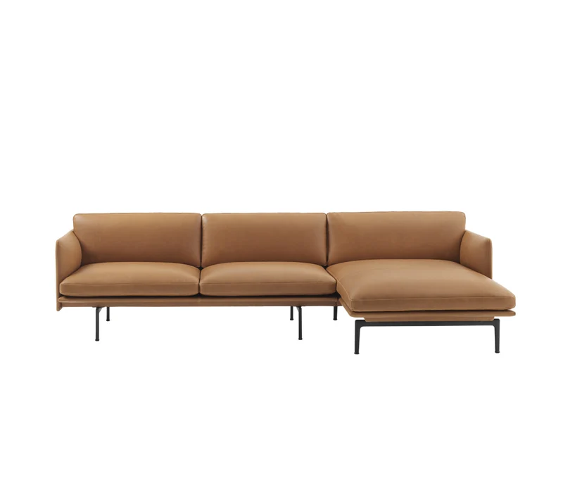 Outline sofa chaise longue right Refine leather