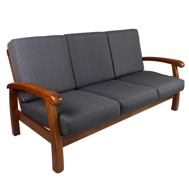 Divano Divanetto 3 Posti in Legno 175x85x83cm Vandi Grigio