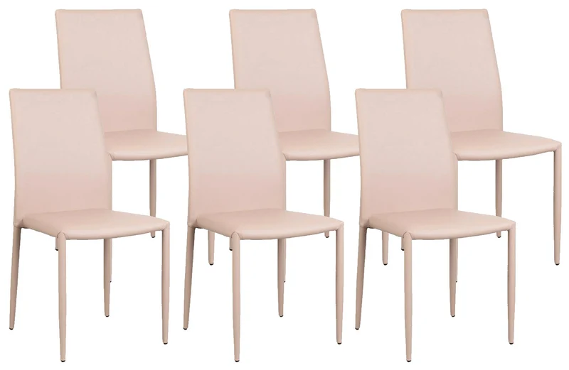 Set 6 Sedie 90x46x44 cm in Similpelle da Interno Tortora