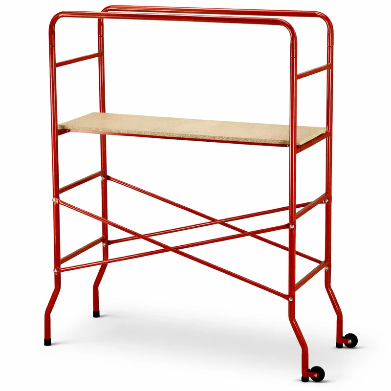 Trabattello per Uso Domestico 143x56x180 cm Bricolage Lavori di Ristrutturazione Struttura in Metallo Rosso
