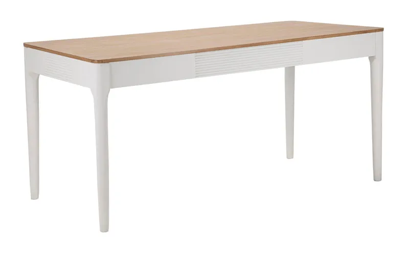 Tavolo da cucina fisso in legno bianco piano naturale cm 180x90x80h