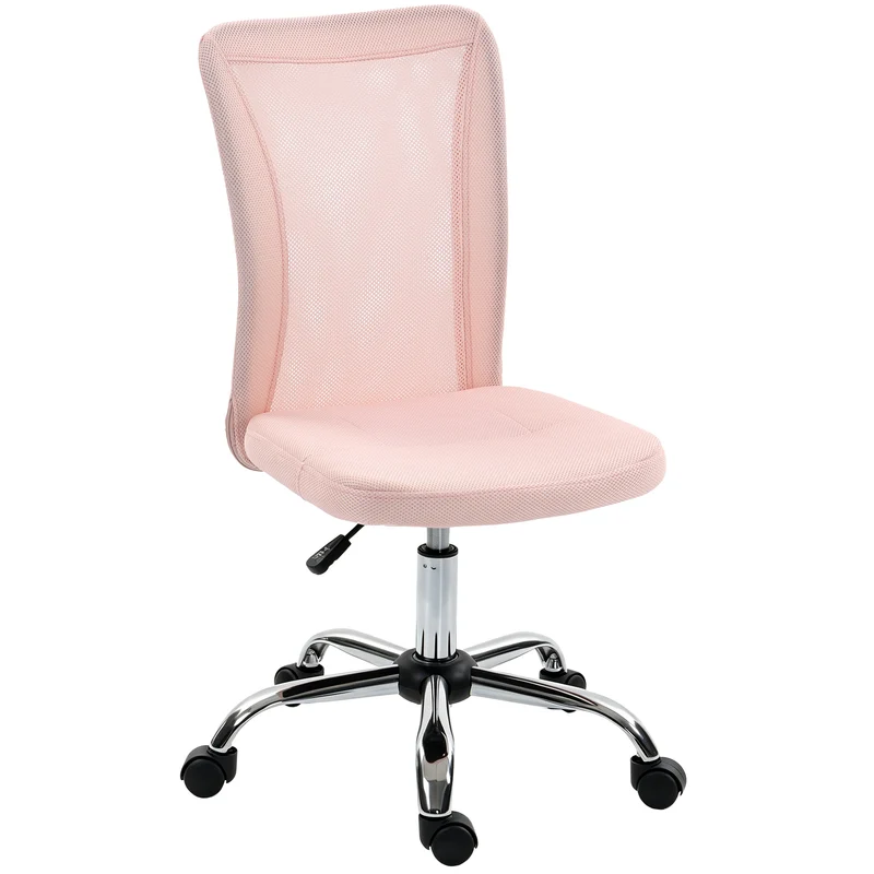 Sedia da Ufficio Ergonomica Girevole 43x58x90-100 cm Senza Braccioli in Tessuto Traspirante a Rete Rosa