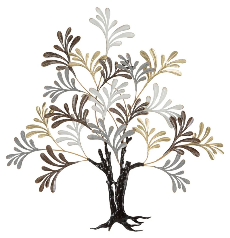 Pannello design da parete albero con foglie in metallo cm 97x9x100h
