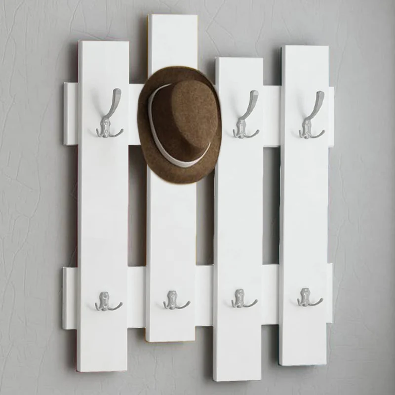 Appendiabiti da Muro 64x4x79 cm Attaccapanni con Montaggio a Parete in Legno Bianco