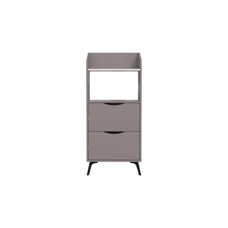 Mobile Multiuso 60x36x136 cm con 2 Cassetti e 1 Ripiano in Melamina Tortora