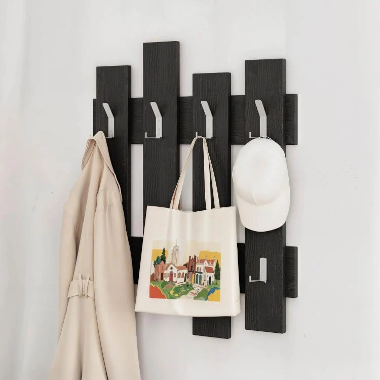 Appendiabiti da Muro 64x4x79 cm Attaccapanni con Montaggio a Parete in Legno Nero