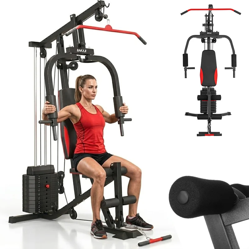 Palestra Multifunzione 176x100x207 cm Stazione All in One Home Fitness in Acciaio Nero