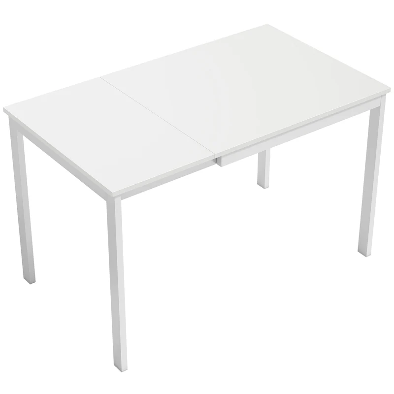 Tavolo da Pranzo Allungabile 80-120x70x74 cm Rettangolare Salvaspazio in MDF Bianco