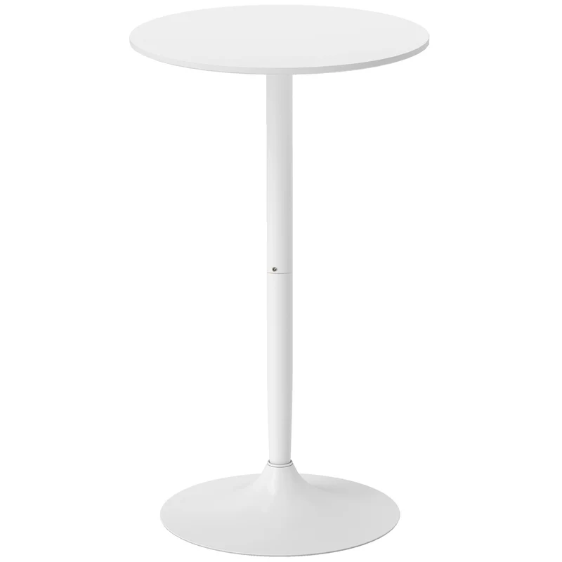 Tavolo da Cucina Alto Bar Ø60x102 cm per 2 Persone in MDF e Metallo Bianco