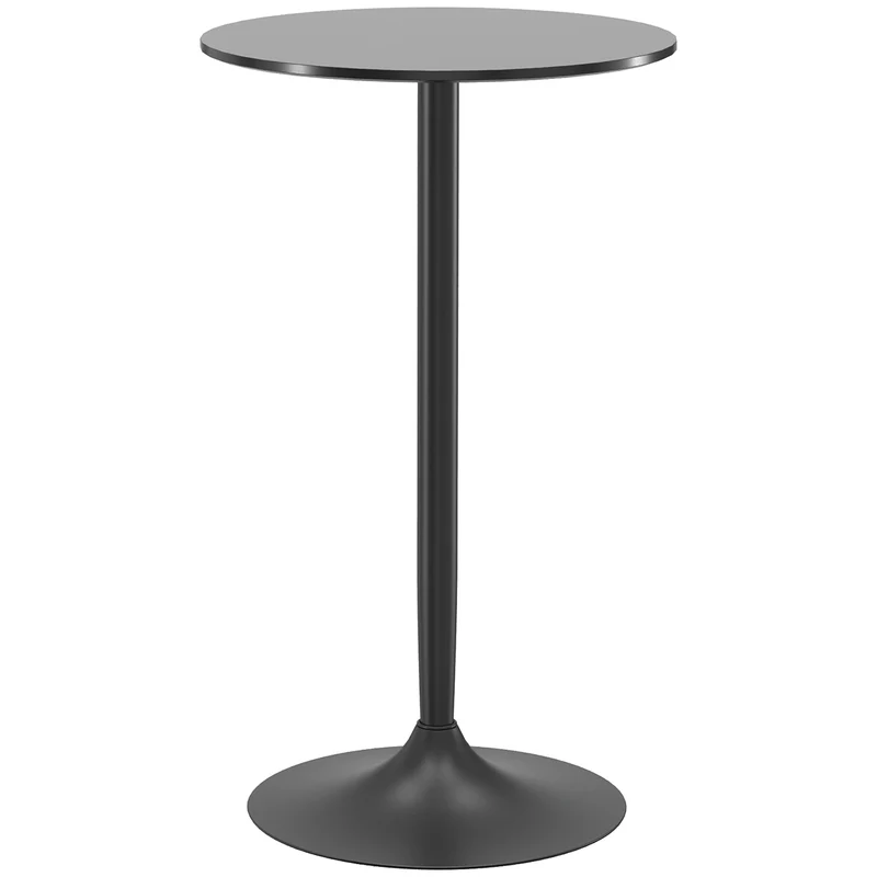Tavolo da Cucina Alto Bar Ø60x102 cm per 2 Persone in MDF e Metallo Nero