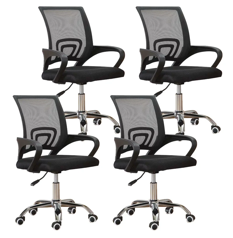 Set 4 Sedie operative da Ufficio con ruote 45x47x83/93 cm Bisk nera