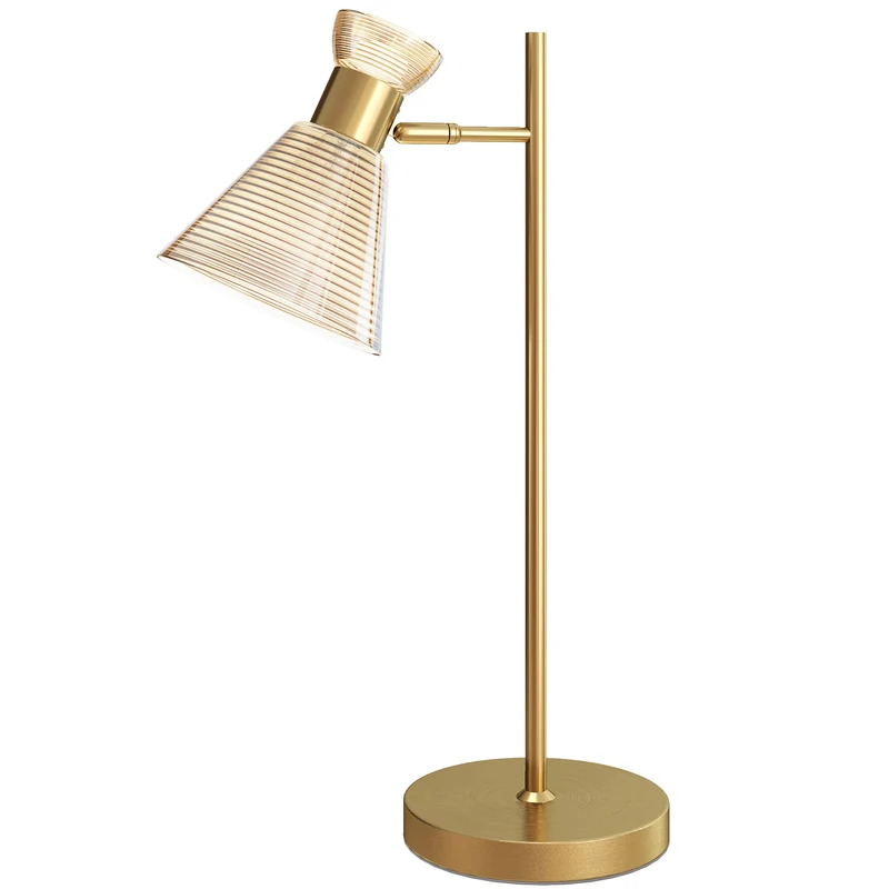 Lampada da Tavolo Moderna con Paralume in Vetro Regolabile Ambrato e Satinato Attacco E27 Oro