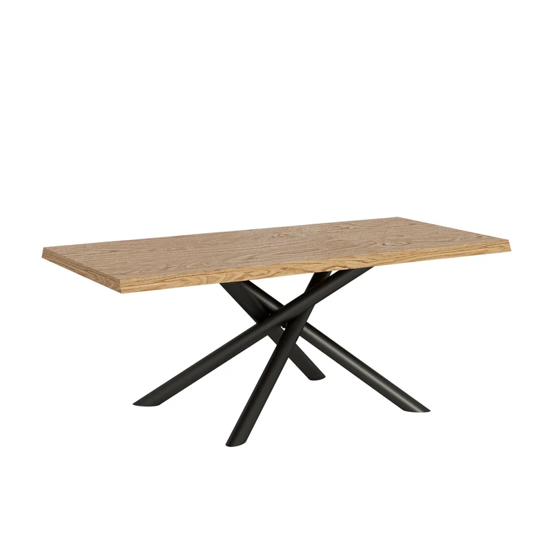 Tavolo Fisso 200x90 cm Vindral Rovere Scortecciato Gambe Antracite