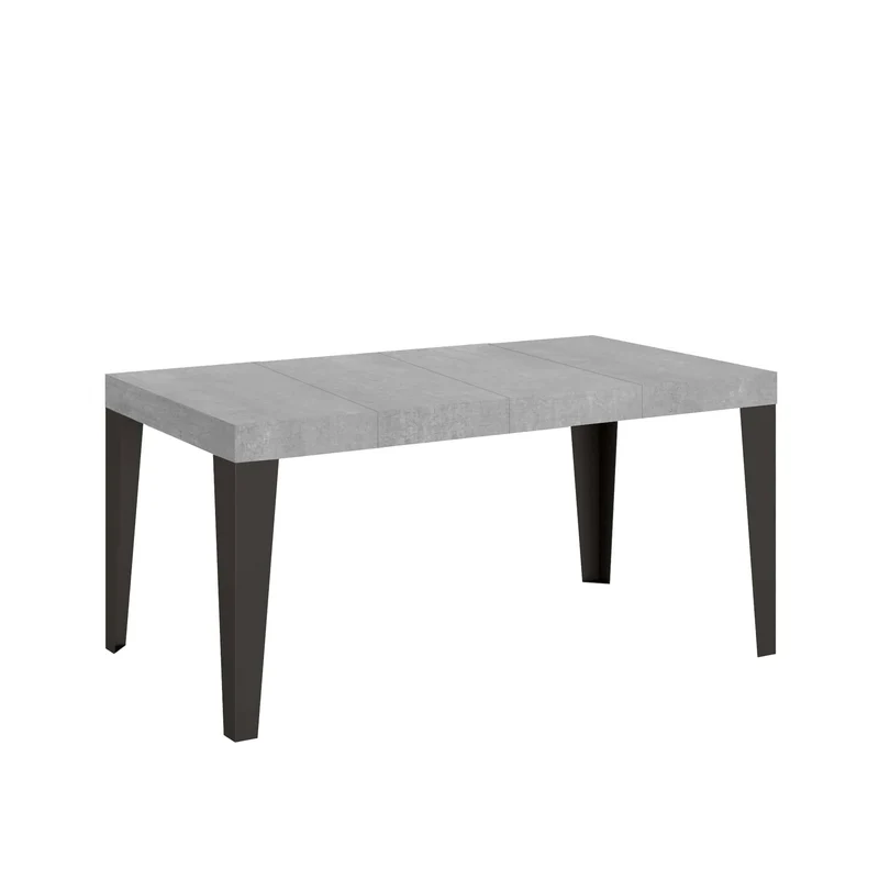 Tavolo Allungabile 120/380x90 cm Flame Premium Cemento Gambe Antracite