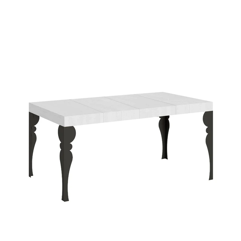 Tavolo Allungabile 120/380x90 cm Paxon Premium Bianco Frassino Gambe Antracite