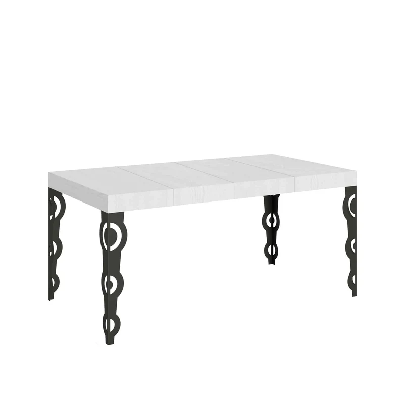 Tavolo Allungabile 120/380x90 cm Karamay Premium Bianco Frassino Gambe Antracite