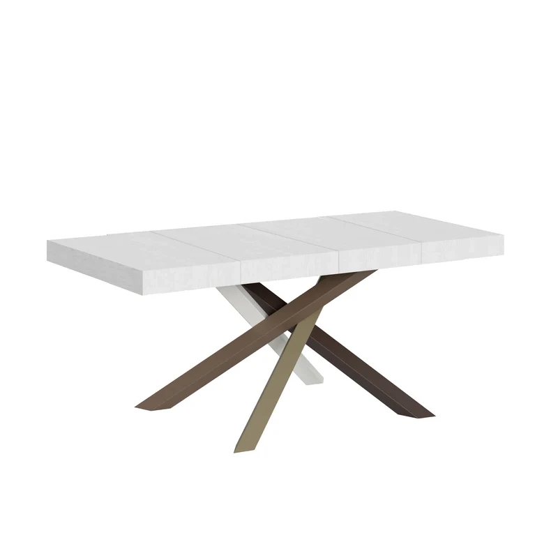 Tavolo Allungabile 120/380x90 cm Volantis Premium Bianco Frassino Gambe Multicolore 4/C